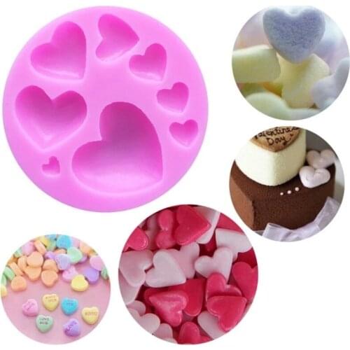 Loving Heart Shape Silicone Fondant Mold DIY Colorful Sweet Heart Chocolate Candy Paste Cake Decorating Tool Mold