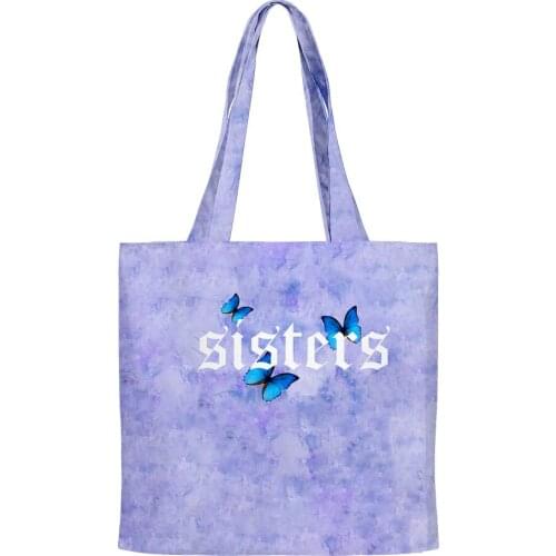 James Charles Blue Butterfly Sisters Merch Hip Hop Handbags Cloth Canvas Tote Bag Print Shopping Reusable Shoulder Shopper Bags