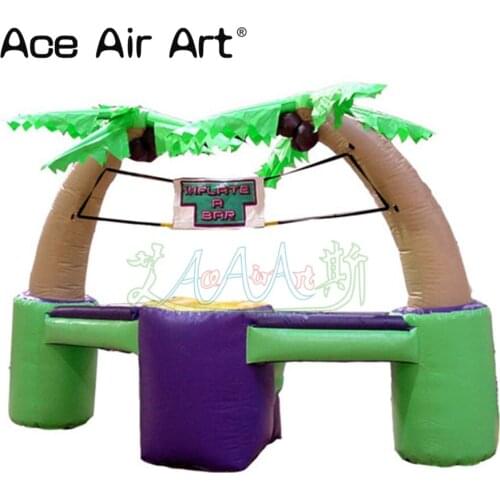 High quality inflatable palm tree cold stall,kiosk bar/vendor space,inflatabl tiki bar with removable banners for Events