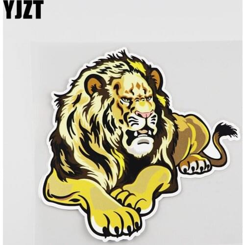 YJZT 14.7CM*14.1CM Lion Cartoon Animals Are Fierce Ln The Forest Car Sticker 12A-0016