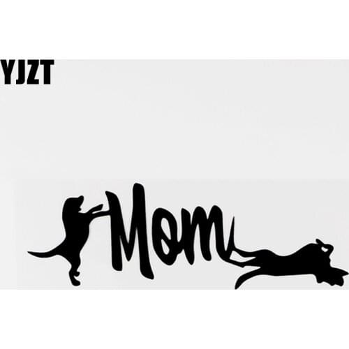 YJZT 17.7CM×6.4CM Funny Animal German shepherd Mom Vinyl Decal Car Sticker Black/Silver 8C-0308