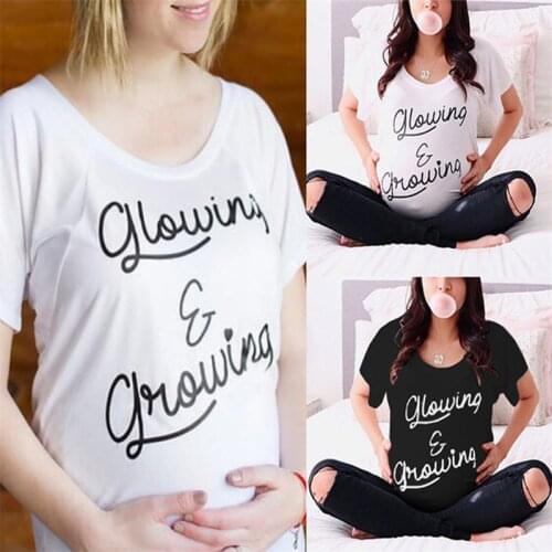 Funny Tops For Pregnant Women Maternity Clothes Cotton Tee Shirts Letter Printed Tee Casual Summer T-Shirts Pregnancy Clothing