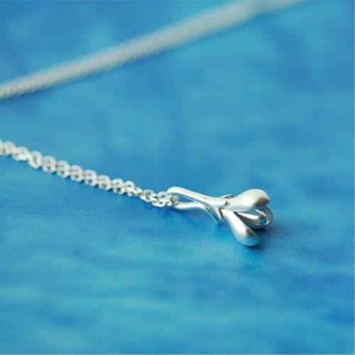 Simple Original Literary Flower 925 Sterling Silver Clavicle Chain Temperament Personality Trendy Female Necklace SNE278