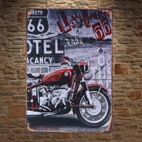 1 pc Motorcycle road 66 Indian rider cocktail bar Tin Plate Sign wall plaques man cave Decoration Art Dropshipping Poster metal