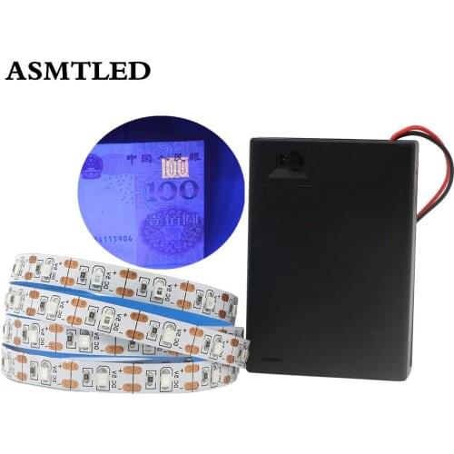 0.5-2m 2835 SMD Chip UV Led Strip Light 60leds/m Not waterproof Ultraviolet 395-410nm DC 5V USB/Battery Switch UV Rope Tape Lamp