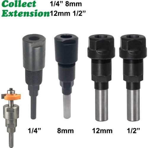 1PC 1/2 1/4"12.7MM 12MM 6.35MM 8MM Shank Milling Cutter Wood Carving Router Bit Extension Rod Collet Engraving Machine Extension
