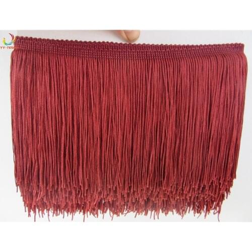 10 yard/lot 15CM Long Red wine Polyester Fringe Trim African Tassel Ribbon Lace Sew Latin Dress Garment Curtain DIY Accessories