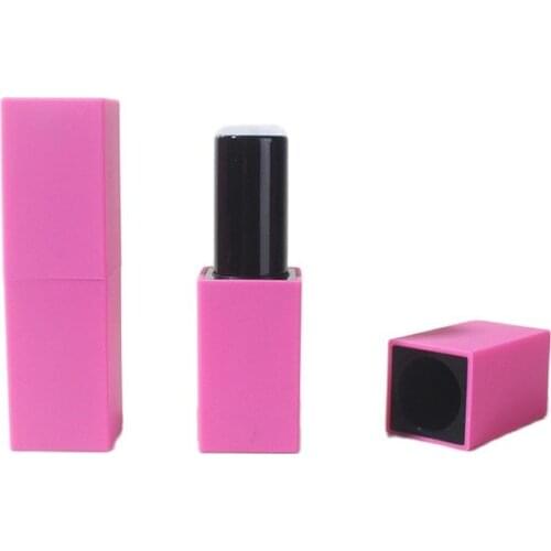12.1mm Frosted Fuchsia Plastic Lip Balm Packing Tube Square Shiny Fuchsia Empty Lipstick Tube Magnetic lip balm tube 40pcs