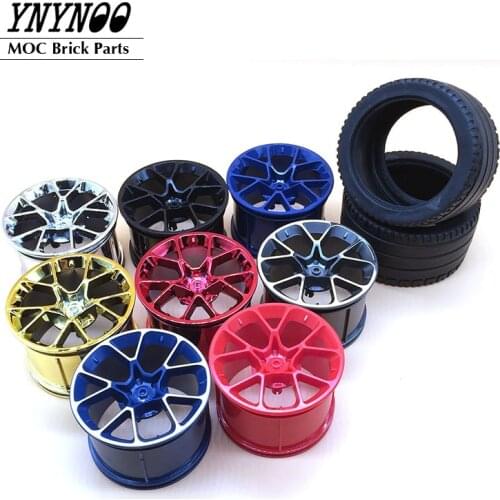 4Pcs High-Tech Wheel Hub RIM WIDE DIA. 62.3X42mm & Tire 81.6x44mm ZR Straight Tread Fit For 42083 MOC Building Blocks Brick Cars