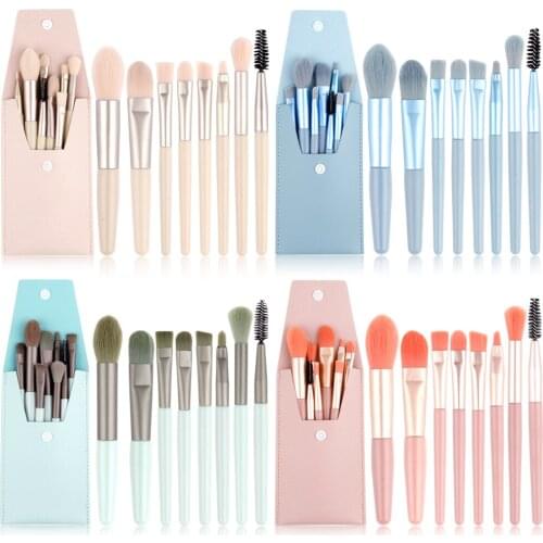 8Pcs Eyelash Brushes Mini Travel Portable Soft Makeup Brushes Set Foundation Eyeshadow Powder Lip Concealer Blush Make Up Brush