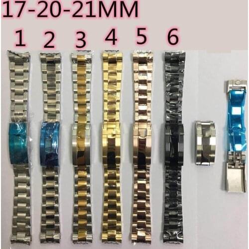 Watch accessories steel band elbow arc mouth ear stainless steel 17-20-21mm watchband 6 kinds of color