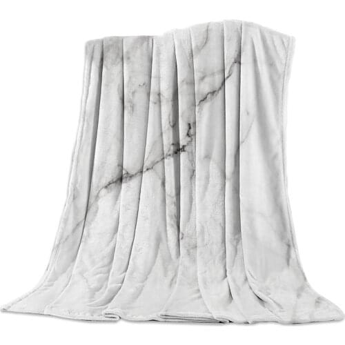 White Marble Blanket Unisex Children Bedchamber Couch Bedspread Throws Cover Durable Warm Cozy Coverlet Blankets