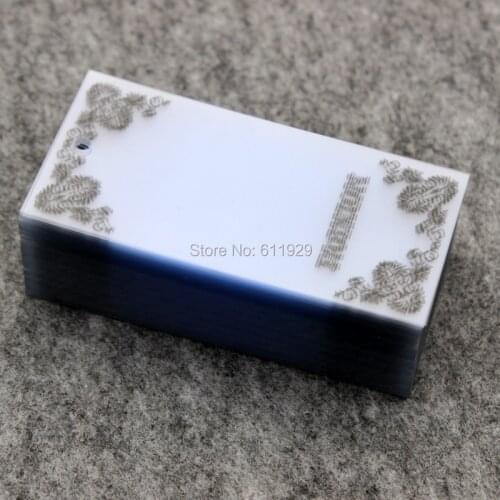 Free shipping stock clear pvc tag/plastic hang tag/DIY gift packing labels/clothing printed tags/garment labels 300 pcs a lot