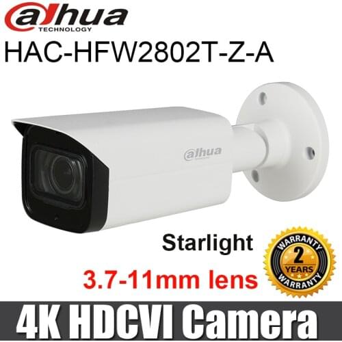 Dahua HAC-HFW2802T-Z-A HDCVI Camera 8MP 4K Starlight IR Bullet Camera 3.7-11mm motorized lens CCTV Security Camera