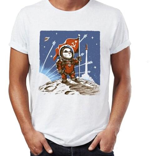 Mens T-shirt Soviet Union Space Adventure Astronaut Cat Dog And Hamster Celebrated Scientific Achievement For Mankind Tshirt