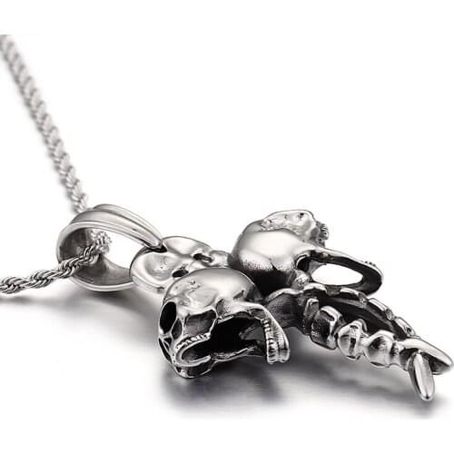 GNAYY Jewelry stainless steel Punk biker Tree skeleton bone Cross pendant necklace with rope chain 4mm 22 inch Mens Gifts