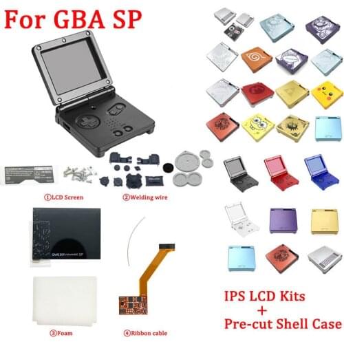 IPS V2 LCD Kits with shell case for GBA SP IPS LCD Backlight Screen with pre-cut shell For GBASP Console Housing with buttons