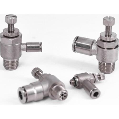 Air Speed Control Valve Throttle Pneumatic Nickel Plated Brass Press Push In Quick Connector Release Air Fitting Plumbing