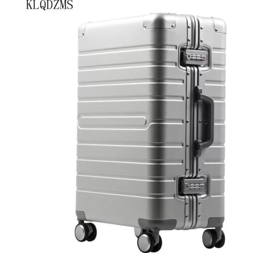KLQDZMS 20’’24’’28 Inch Large Capacity Fashion Trolley Cabin Suitcase Aluminum Trolley Innovative Wheeled Suitcase