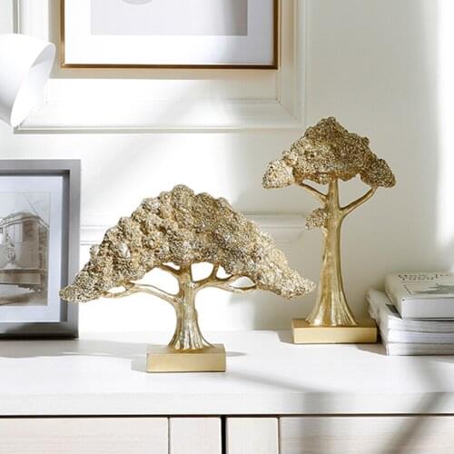 Creative Golden Fortune Tree Decorative Statue Resin Lucky Tree Cash Cow Business Craft New Home Decor Gift Office Art Ornaments