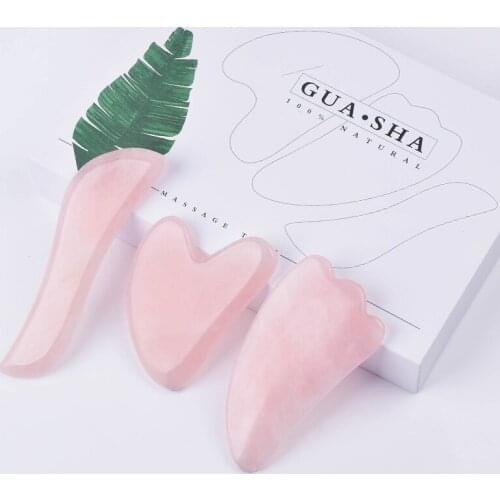 Natural Rose Quartz Gua Sha Tool Massage Head Neck Crystal Stone Face Massager Mineral Skin Care Beauty Health Scraper