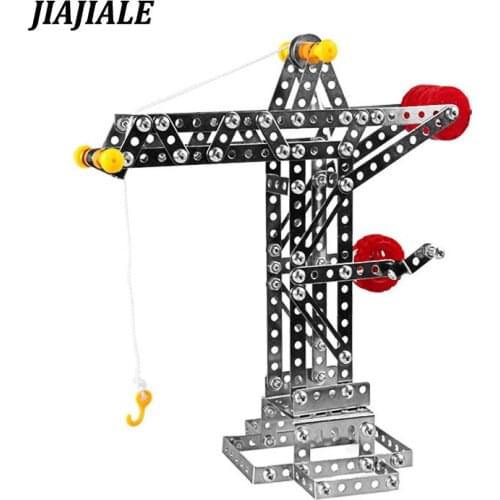 JIAJIALE Vehicle Metal Model Building Kits Puzzle Crane Tower Enlighten Education Assemblage Toys VS 3d metal model kits