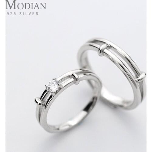 Modian Classic Fashion Adjustable 100% 925 Sterling Silver Couple Rings For Women Wedding Engagement Luxury Romantic Jewelry