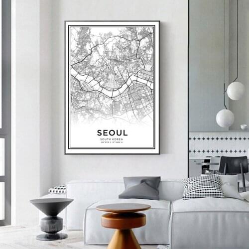 Korean Map Definition Scandinavian Wall Art Canvas Painting Posters and Prints Pictures for Living Room Decor