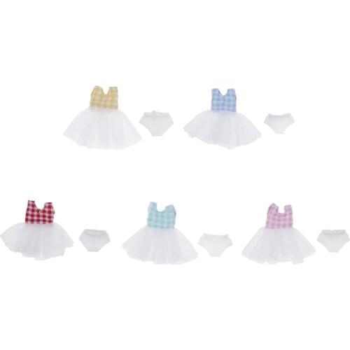 Doll Clothing Sleeveless Tulle Dress & Panty for 1:6 Obitsu 11 Body and 1:12 Scale 4 inch BJD Dolls Accessories