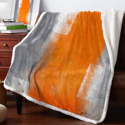 Orange Gray Abstract Texture Throw Blanket Soft Fleece Blankets Winter Blanket Portable Picnic Blankets Bedclothes