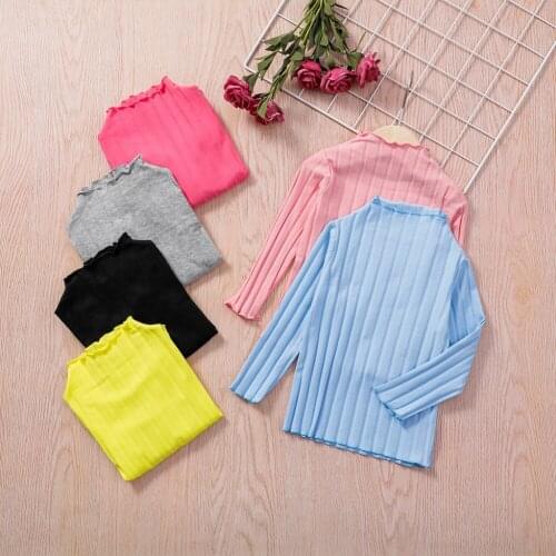 2021 New Arrival Autumn and Spring Knite Cotton Pullovers T-shirt Long-sleeve Tee Sets Children Clothing Bottoming Blouse Top
