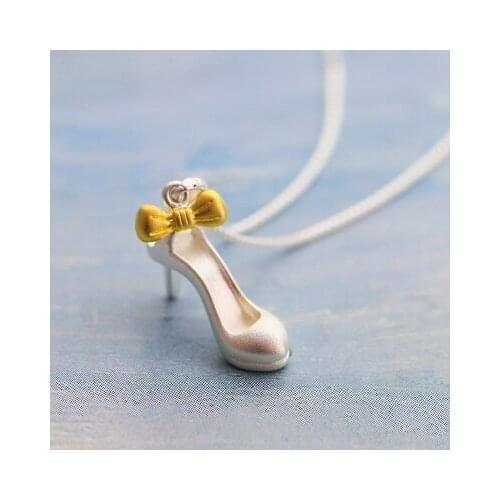 New 925 Sterling Silver High-heeled Shoes Necklaces Pendant Fashion Sterling Silver Jewelry Statement for Women Bijoux