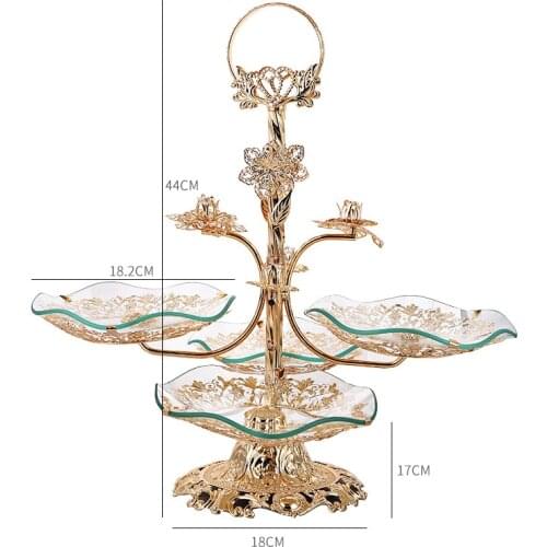 Luxury creative home living room hotel coffee table crystal fruit bowl tempered glass multilayer European fruit bowl