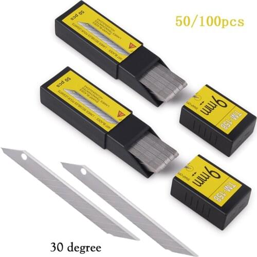 EHDIS 100pcs Carbon Steel Replacement Blades for Wrapping Vinyl Film Art Knife Cutter Car Decal Tint Sticker Paper Cutting Tool