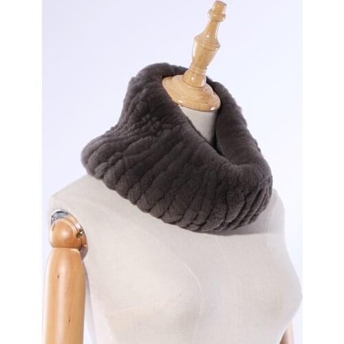 SUPPEV&STTDIO 2020 Real Rex Rabbit Fur Ring Scarf Snood Knitted Scarves Warm Soft Elastic Natural Fur Neckerchief Headband Solid