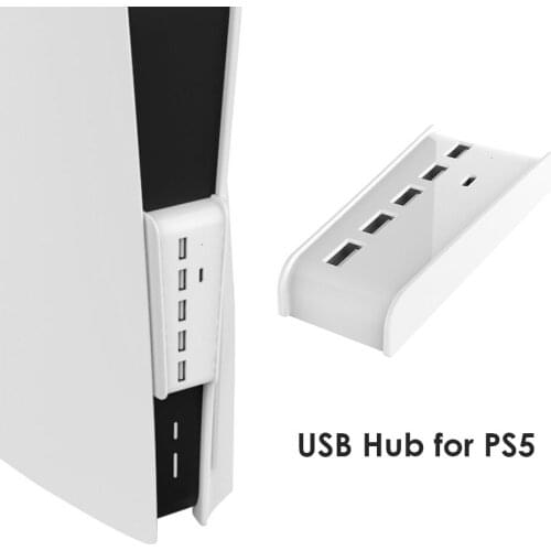 6 in 1 USB Splitter Expander Hub Adapter For PS5 USB Hub with 5 USB A + 1 USB C Ports for PlayStation 5 Digital Edition Console