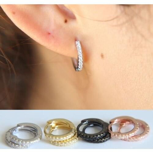 S925 Silver Color Earrings Korean Version Of The Small Fresh Single Short Earrings Micro-inlaid Zircon Ladies Jewelry For Women