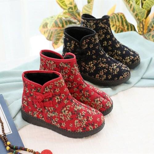 Winter Ethnic Wind Thickened Fashion Cotton Shoes Outdoor Comfort Warm Non-Slip Casual Embroidered Boots
