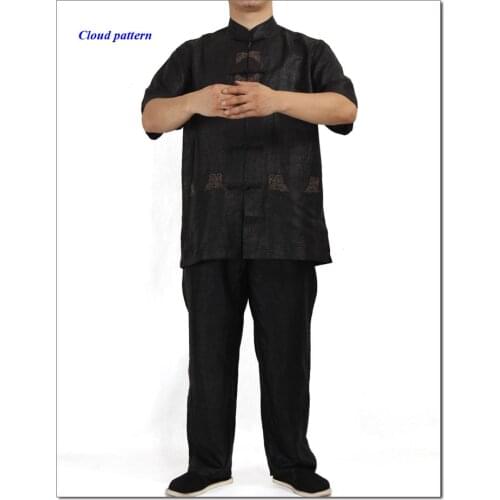 100% silk watered gauze Pankou buttons stand collar tang suit,pure Gambiered Canton silk casual men clothes set