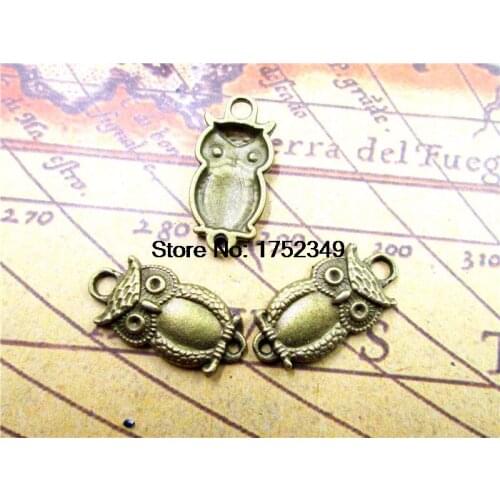 15pcs--Owl Connectors, Antique Tibetan bronze owls charms pendants 27x13mm