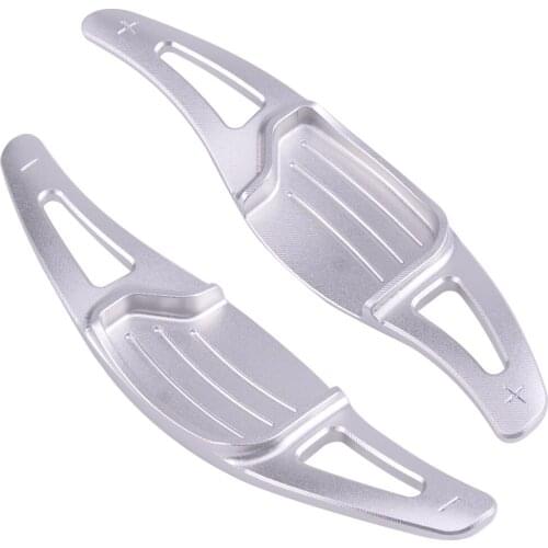 2pcs Car Silver Aluminum Alloy Steering Wheel Shift Paddle Shifter Extension Gear Lever Trim Fit For Ford Mondeo Taurus Edge