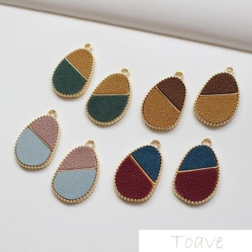 2pcs/lot Alloy Elliptical Color Color Contrast Pendant DIY Earrings Materials Accessories