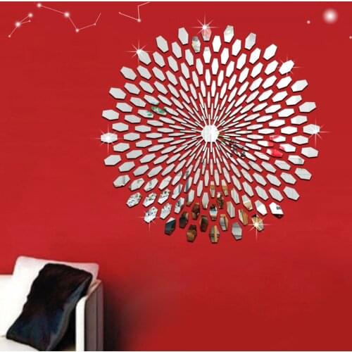 3D Acrylic Mirror Sticker Removable Self Adhesive Mirror Wall Sticker Sunflower Mirror Home Decor Bedroom Living Room Wall Decor