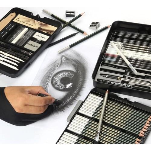 70Pcs Professional Drawing Sketch Pencil Set Artist Wood Sketch Kit Graphite Charcoal Stick For Arts Beginner Sketching Supplies