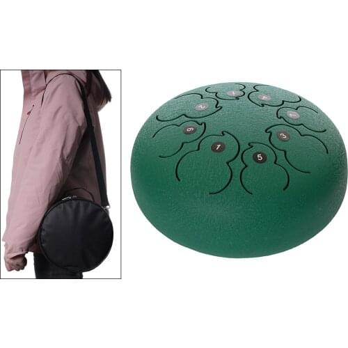 8" Steel Tongue Drum Handpan C Key & Carrying Bag Cleaning Cloth Gift Green