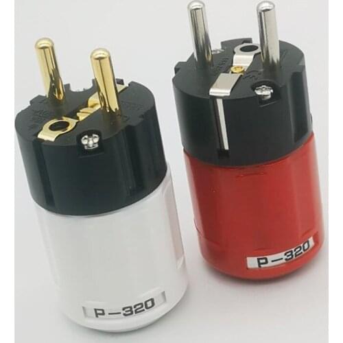 AHSY Audio Weiß P-320C-320 OEM HiFi Messing Vergoldet Rot Kupferbeschichtet Guy US IEC AC-Netzstecker UE-Netzkabelanschluss