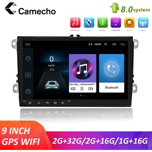 Camecho Car Android 9.1 2 Din 9"Radio GPS multimedia Player WiFi Mirror Link Autoradio For VW Skoda Octavia golf touran passat
