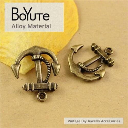 BoYuTe (50 Pieces/Lot) 23*21MM Vintage Style Antique Bronze Plated Pendant Anchor Charms for Diy Jewelry Accessories Wholesale
