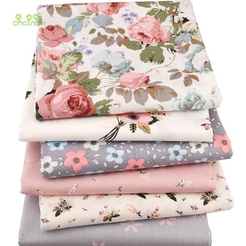 Chainho,Print Twill Cotton Fabric,Warm Pink Floral For DIY Quilting Sewing/Tissue Of Baby&Child/Sheet,Pillow Material,1 Meter