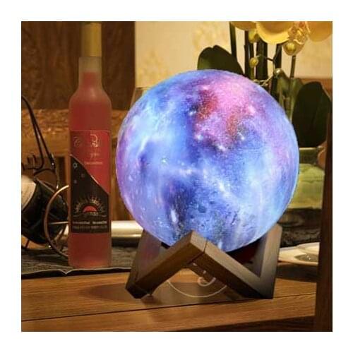 Painted 3D Printing Starry Sky Moon Light Colorful Remote Control RGB Gift Creative Night Light Bedside Table Lamp Holiday Light